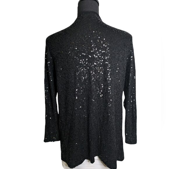 Jones New York Black Sequin open Cardigan Evening Jacket Size M - Picture 5 of 7